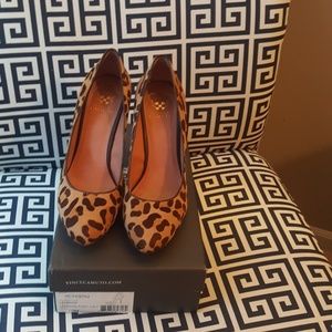Vince Camuto leopard pony calf pumps